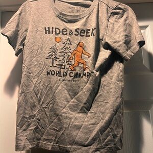 Life Is Good Kids Hide & Seek Champ Tan T-Shirt
